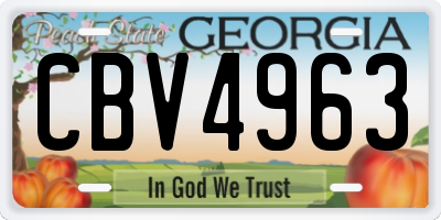 GA license plate CBV4963