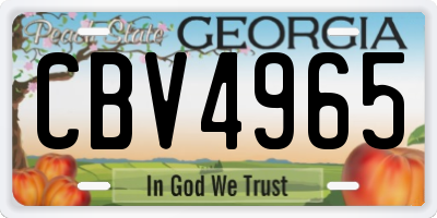 GA license plate CBV4965