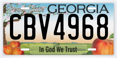 GA license plate CBV4968