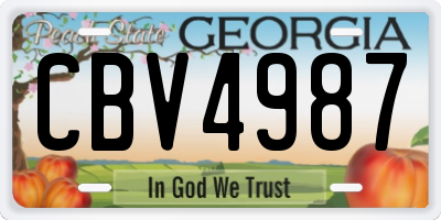 GA license plate CBV4987