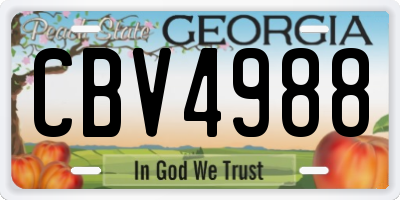 GA license plate CBV4988
