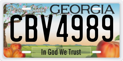 GA license plate CBV4989