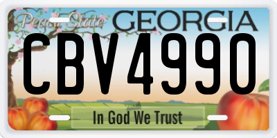 GA license plate CBV4990