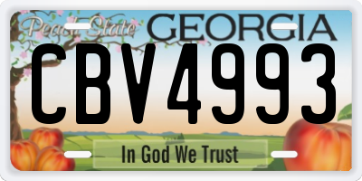 GA license plate CBV4993