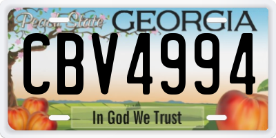 GA license plate CBV4994