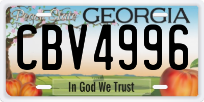 GA license plate CBV4996