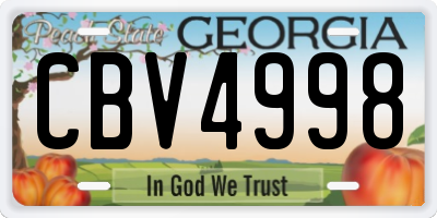 GA license plate CBV4998