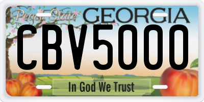 GA license plate CBV5000