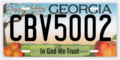 GA license plate CBV5002