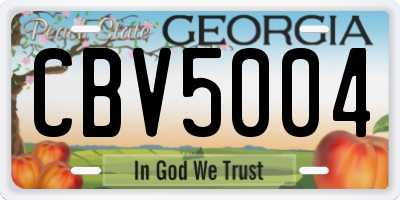 GA license plate CBV5004