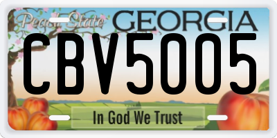GA license plate CBV5005