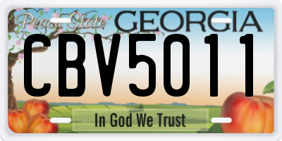 GA license plate CBV5011