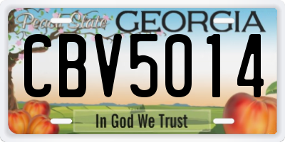 GA license plate CBV5014