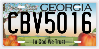 GA license plate CBV5016