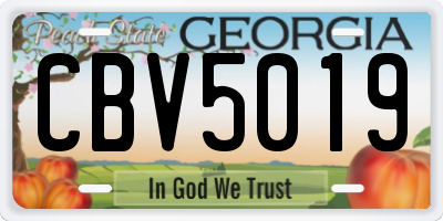 GA license plate CBV5019