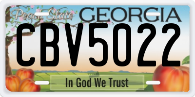 GA license plate CBV5022