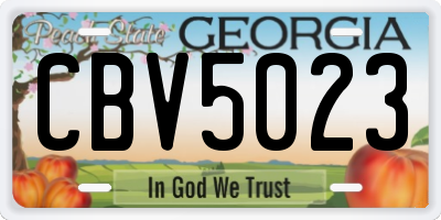 GA license plate CBV5023