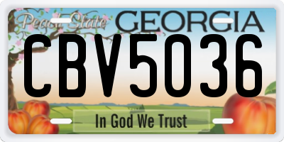 GA license plate CBV5036