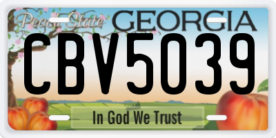 GA license plate CBV5039