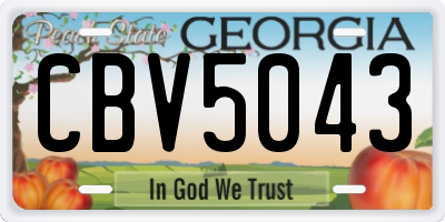 GA license plate CBV5043