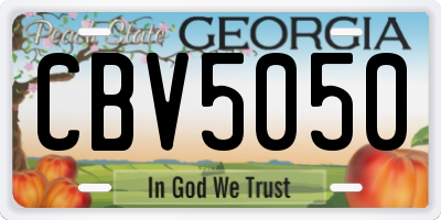 GA license plate CBV5050