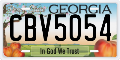 GA license plate CBV5054