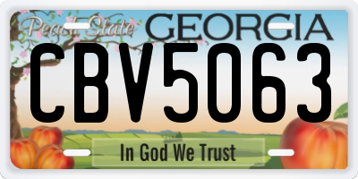 GA license plate CBV5063