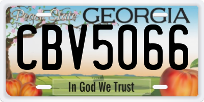 GA license plate CBV5066