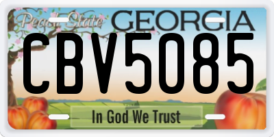 GA license plate CBV5085