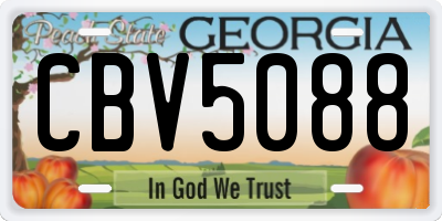 GA license plate CBV5088