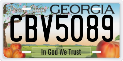 GA license plate CBV5089
