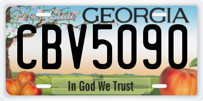 GA license plate CBV5090