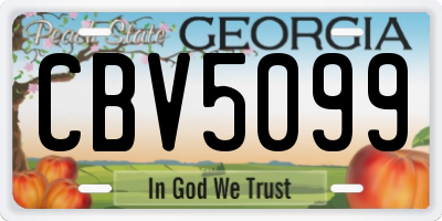 GA license plate CBV5099