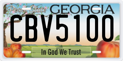 GA license plate CBV5100