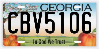 GA license plate CBV5106