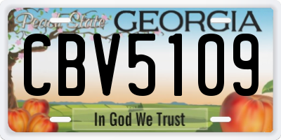 GA license plate CBV5109
