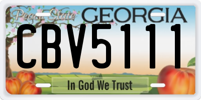 GA license plate CBV5111