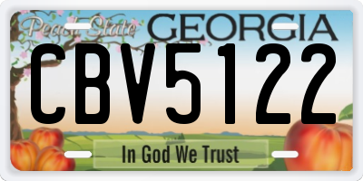 GA license plate CBV5122