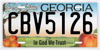 GA license plate CBV5126