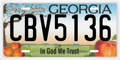 GA license plate CBV5136