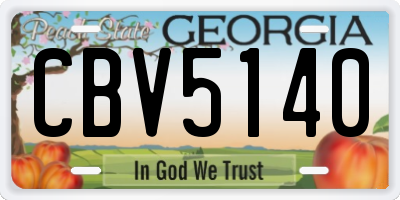 GA license plate CBV5140
