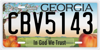 GA license plate CBV5143