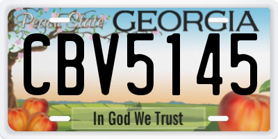GA license plate CBV5145