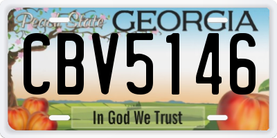 GA license plate CBV5146