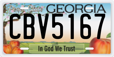 GA license plate CBV5167