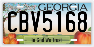 GA license plate CBV5168