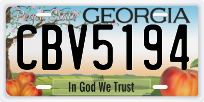 GA license plate CBV5194