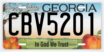 GA license plate CBV5201