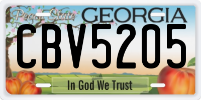 GA license plate CBV5205