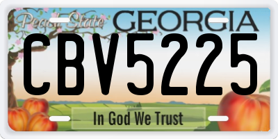 GA license plate CBV5225